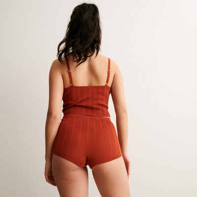 solid-coloured knit shorts - brick red;