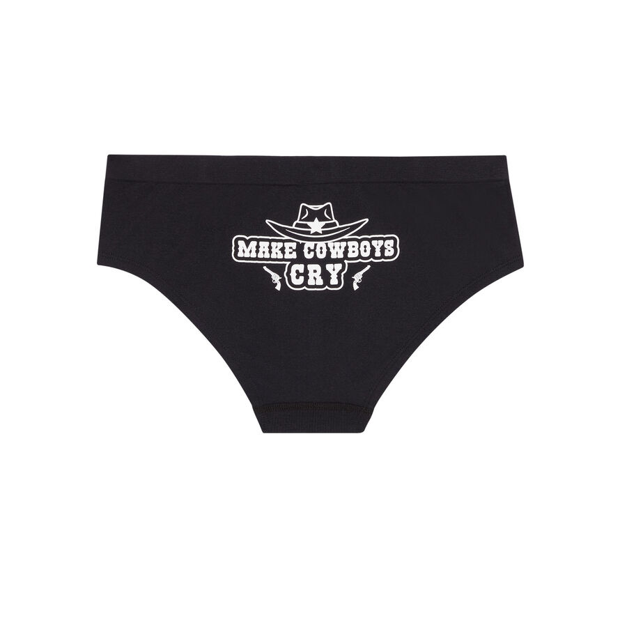 shorty with make cowboys cry message - black;