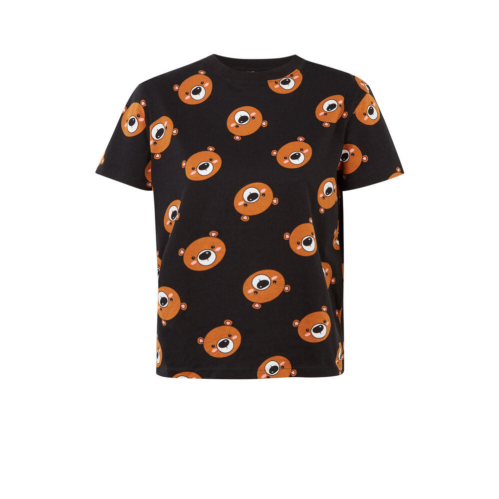 Bear pattern t-shirt - black black.