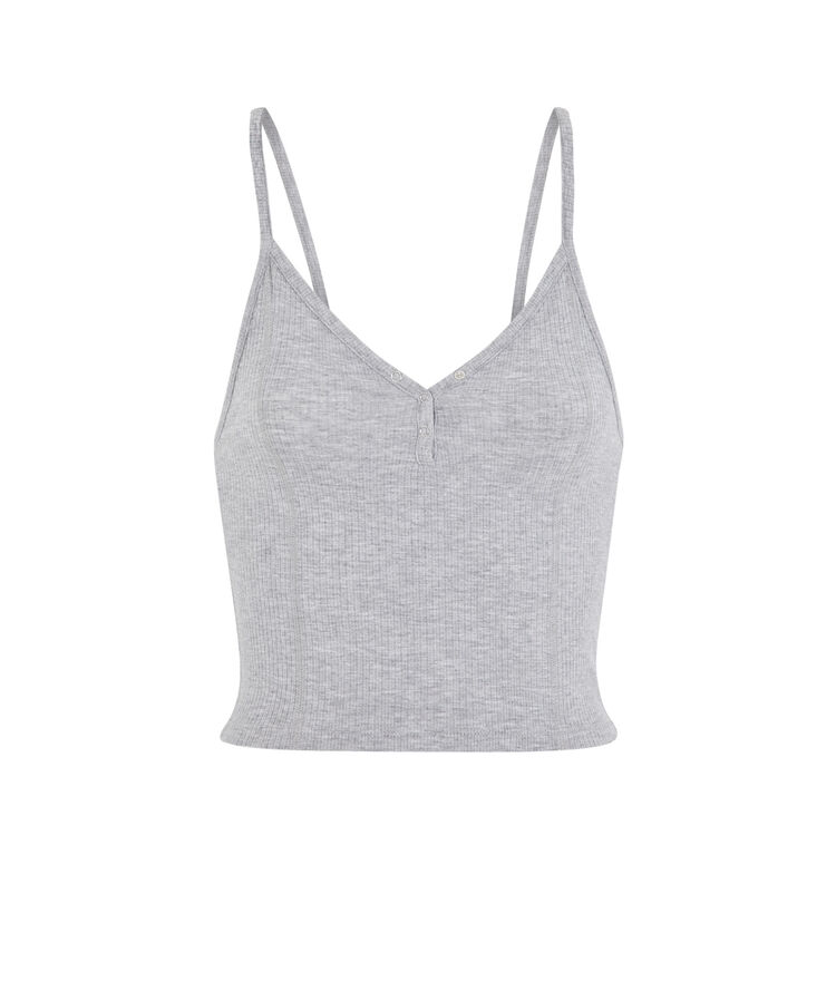 Crop top z zapięciem na zatrzaski petitdebiz jasnoszary.