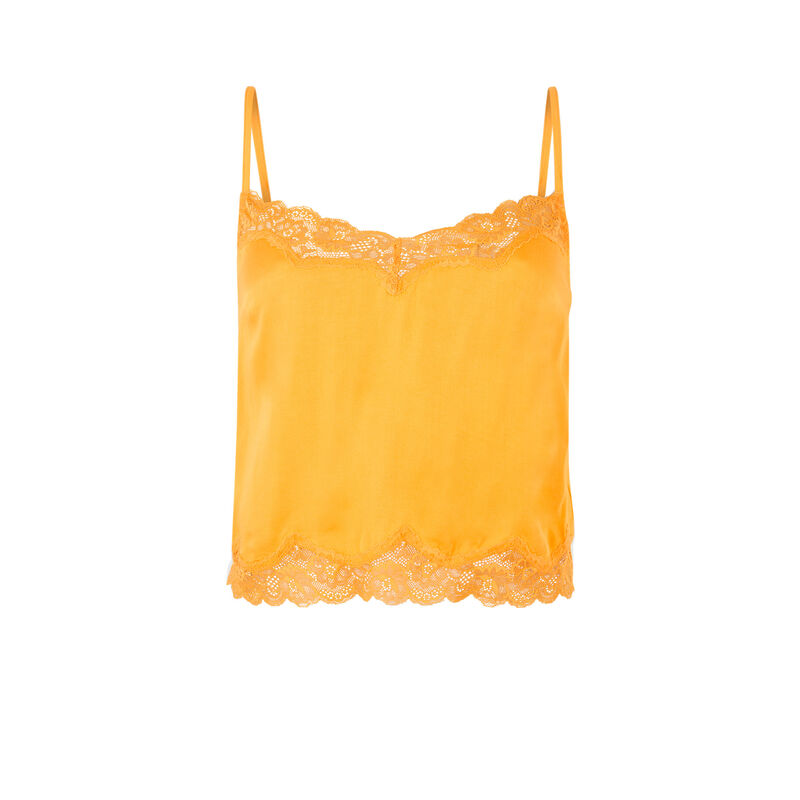Sexysatiz top with narrow satin straps saffron.