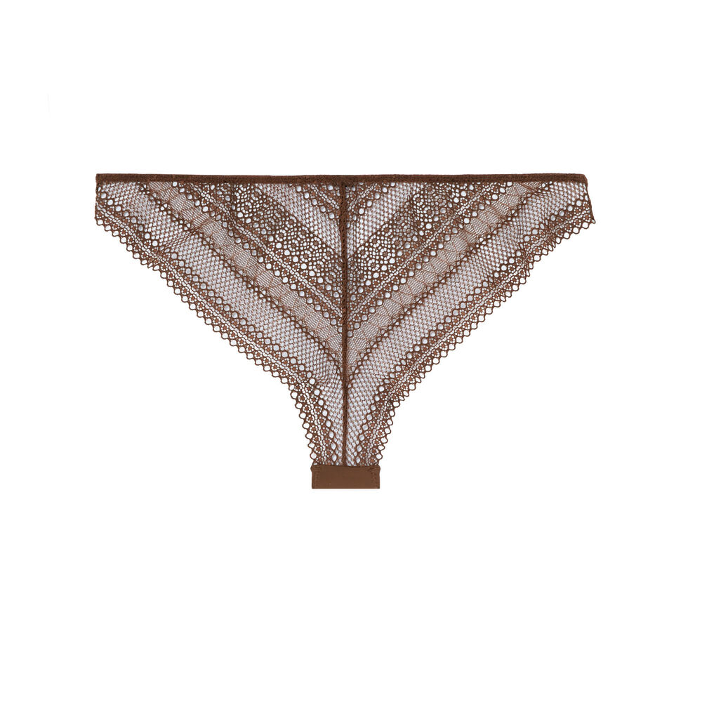 Tanga with jewel shall detail - brown brown.