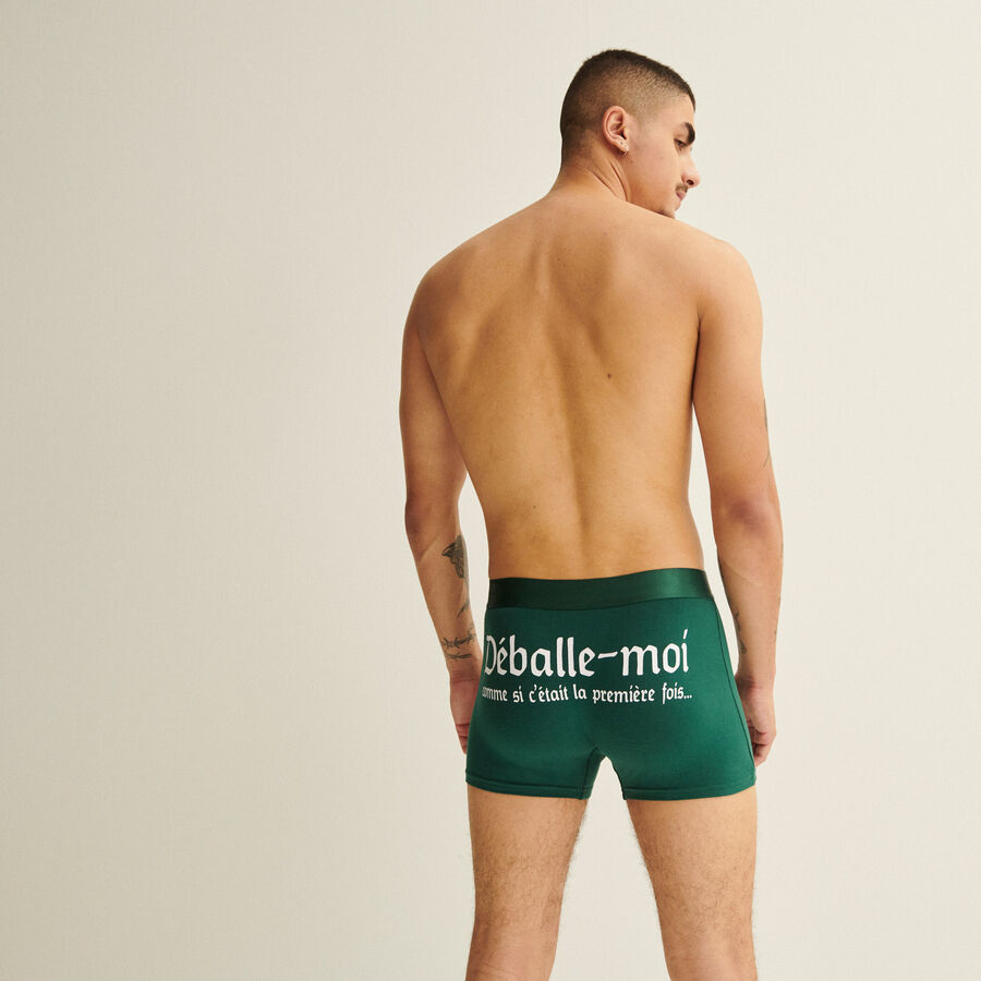 Boxers With Deballe Moi Slogan Forest Green Green Undiz