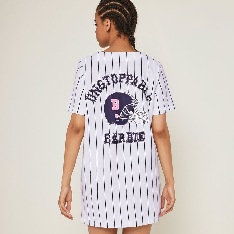 Pinkplastiz barbie button-up tunic white.