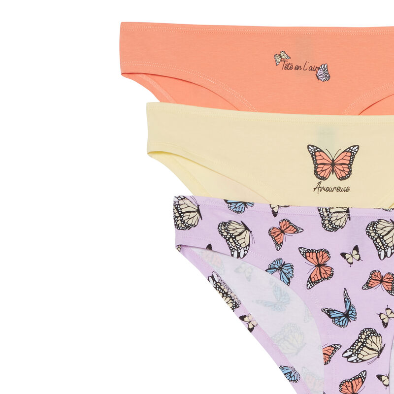 Pack of butterfly cotton knickers - lilac Pack of butterfly cotton knickers - lilac;