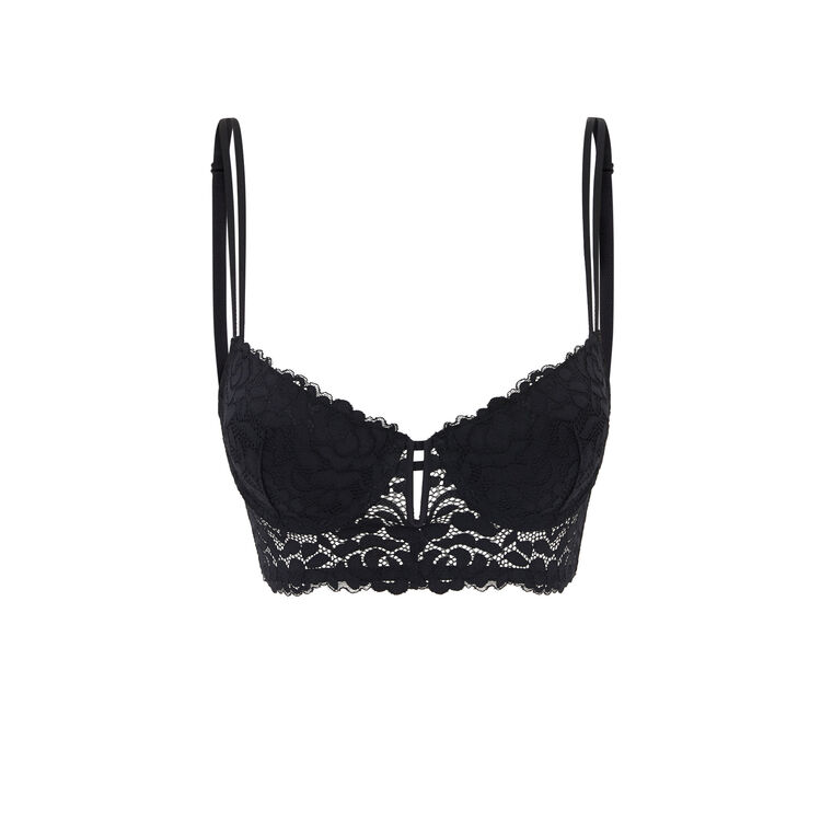 Luluiz padded lace bustier bra black.