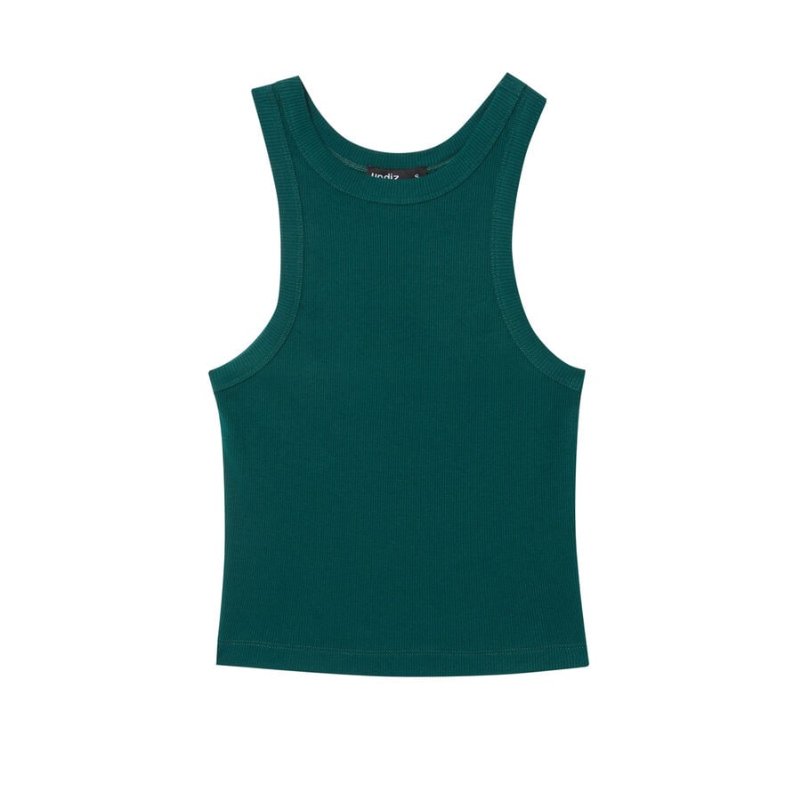 plain cropped vest top - forest green;