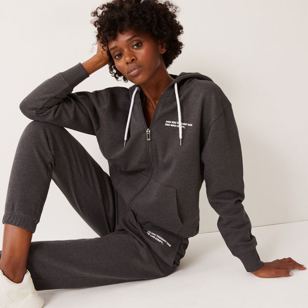 Slogan trousers gathered at the waist and ankles - grey grey.