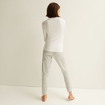 panda patterned long-sleeve top and trousers set - white;