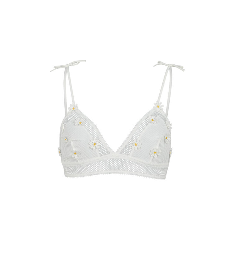 Non-wired triangle bra - white white.