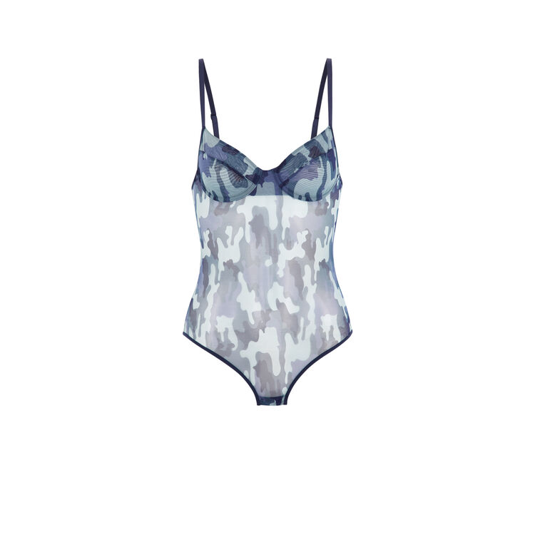 Body aus tüll camouflage-print camistreetiz blau.