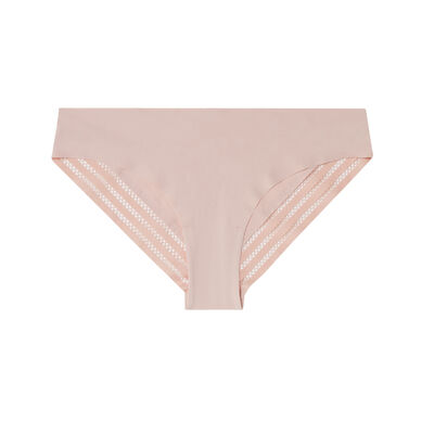 microfibre and graphic lace knickers - pale pink;