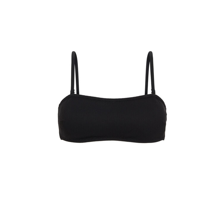 Schwarzes Bikini-Oberteil in Bandeau-Form Gaufriz Schwarzes Bikini-Oberteil in Bandeau-Form Gaufriz;