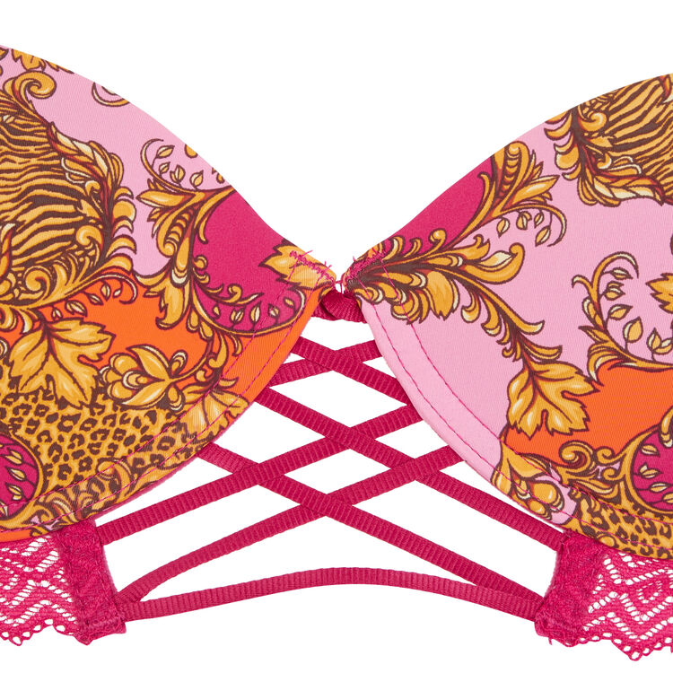 Boardizfleuriz pink push-up bustier bra pink.