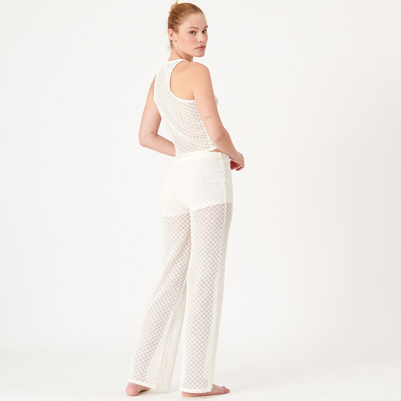 Flared openwork trousers - off white;