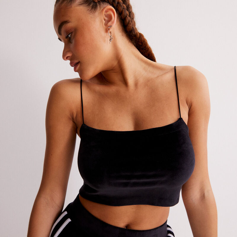velvet top with thin straps - black velvet top with thin straps - black;