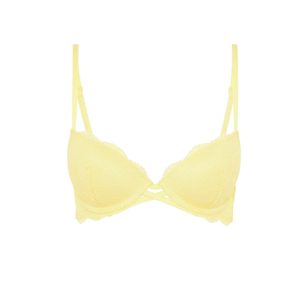 Lace push-up bra - yellow yellow.