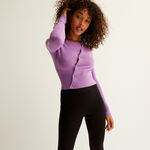 knitted asymmetric buttoned top - purple