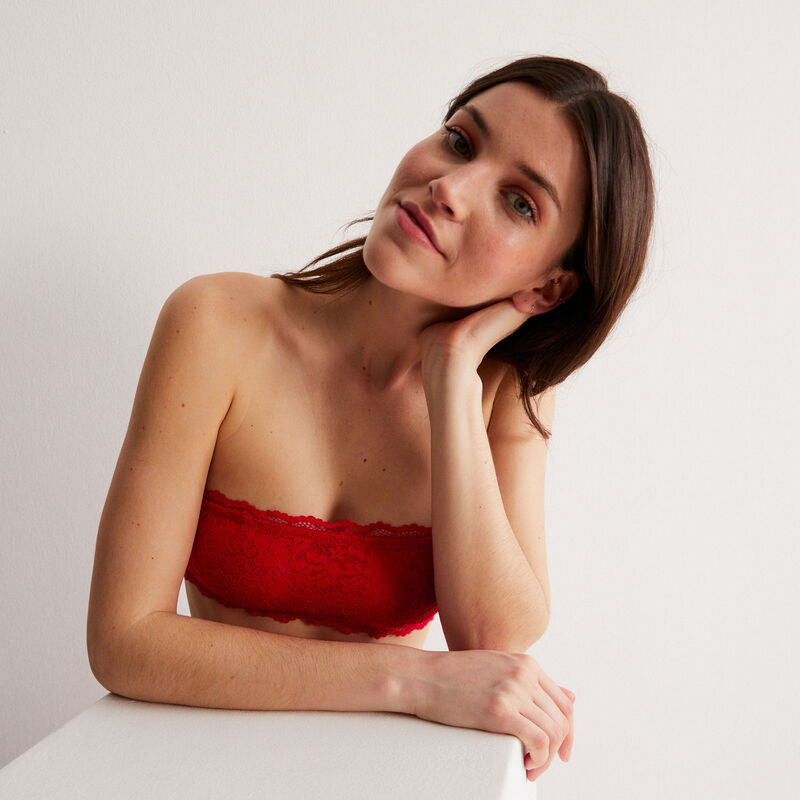 non-wired corset-effect bandeau bra - red non-wired corset-effect bandeau bra - red;
