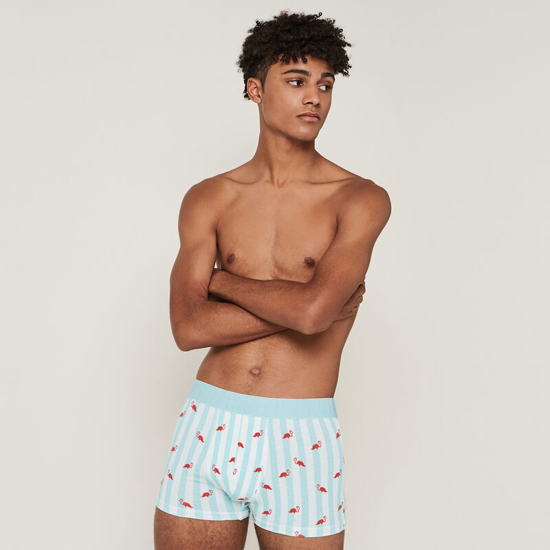 Pink flamingo print cotton boxers - blue Pink flamingo print cotton boxers - blue ;