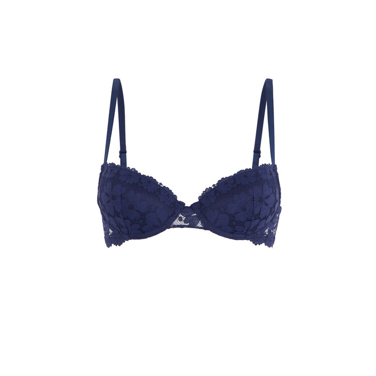 Coloramadiz camo detail figure-enhancing lace bra navy blue.