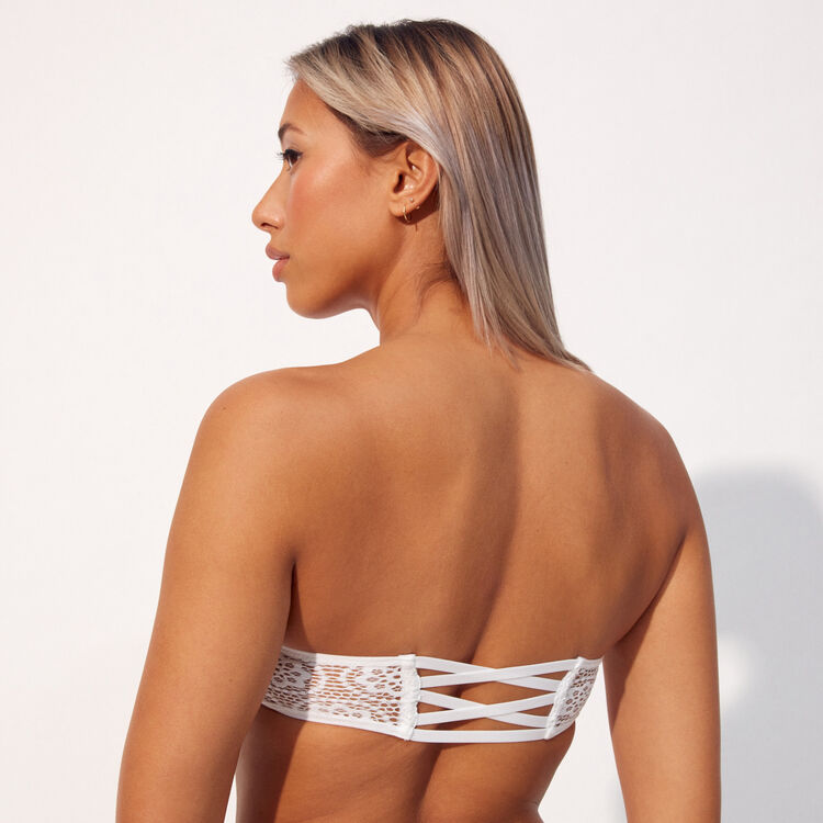 Cupiz white bandeau bikini top white.