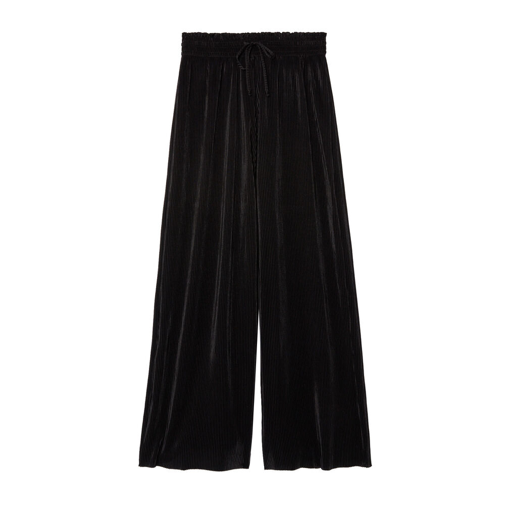 Pleated elasticated gathered trousers - black black.
