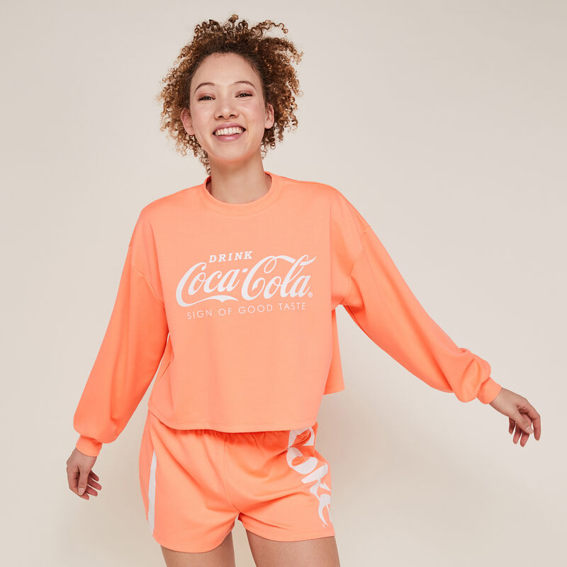 Coca-cola jumper with round neckline - fluorescent coral Coca-cola jumper with round neckline - fluorescent coral;