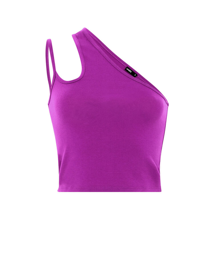 Plain assymetric crop top - fuchsia pink fuchsia purple.