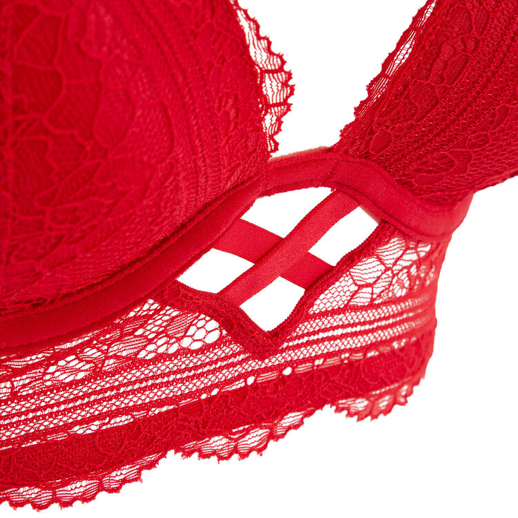 Everydayiz v push-up lace bra red.
