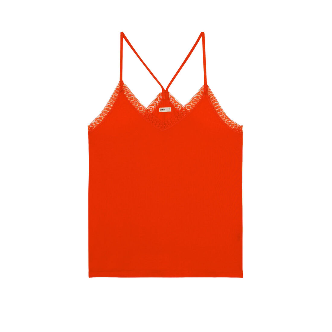 Koszulka z dżerseju z cienkimi ramiączkami - pomarańczowa czerwień;