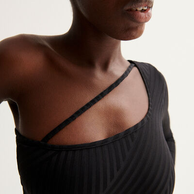 Aya x undiz asymmetric bodysuit - black;
