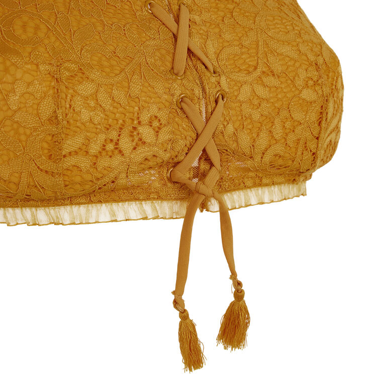 Dorothiz ochre-coloured bandeau bra yellow.