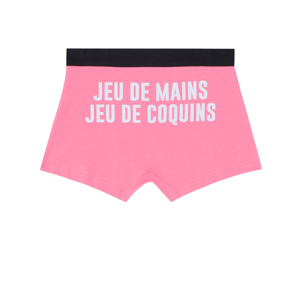Boxer with jeu de main jeu de coquin slogan - pink pink.