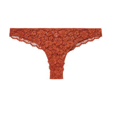 floral lace tanga briefs - brown;
