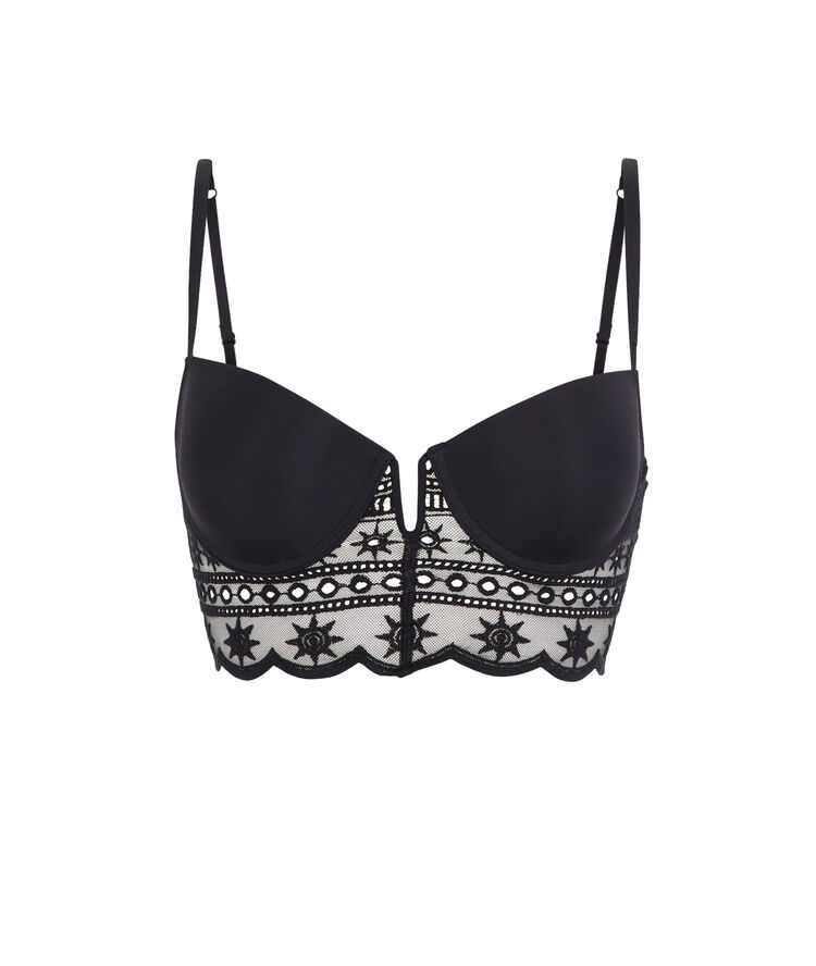 Schwarzer bh mit push-up-bustier tocrobrodiz schwarz.