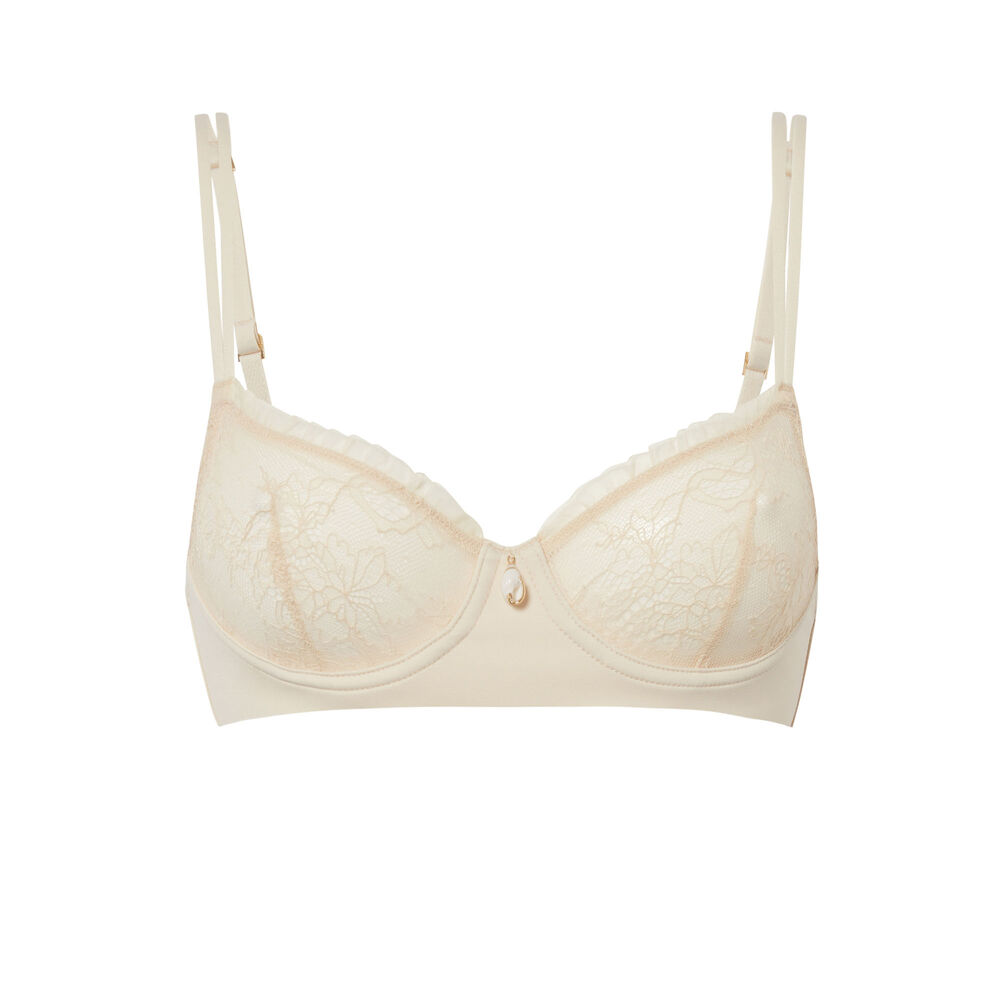 Gloss effect balconette bra - off-white off-white.