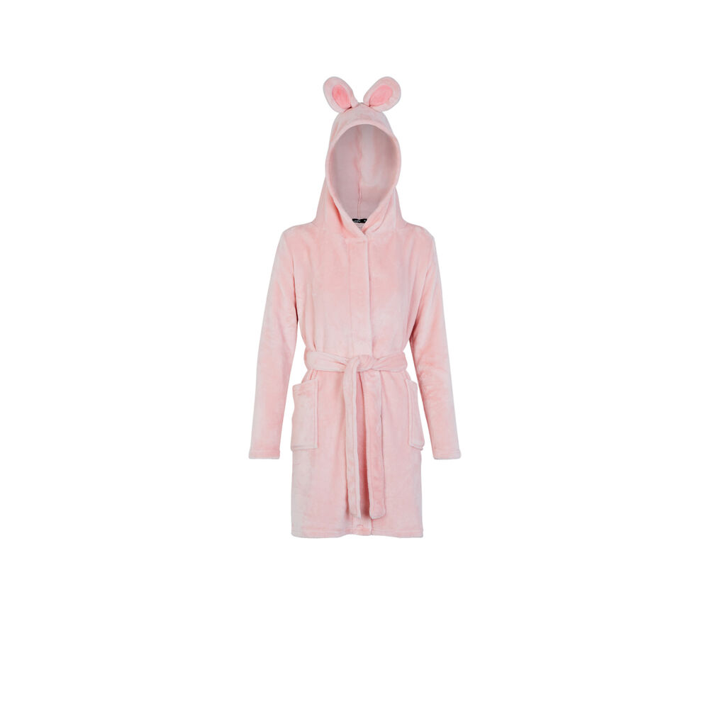 Fleece sulky boudeuse bunny robe - pink pink.