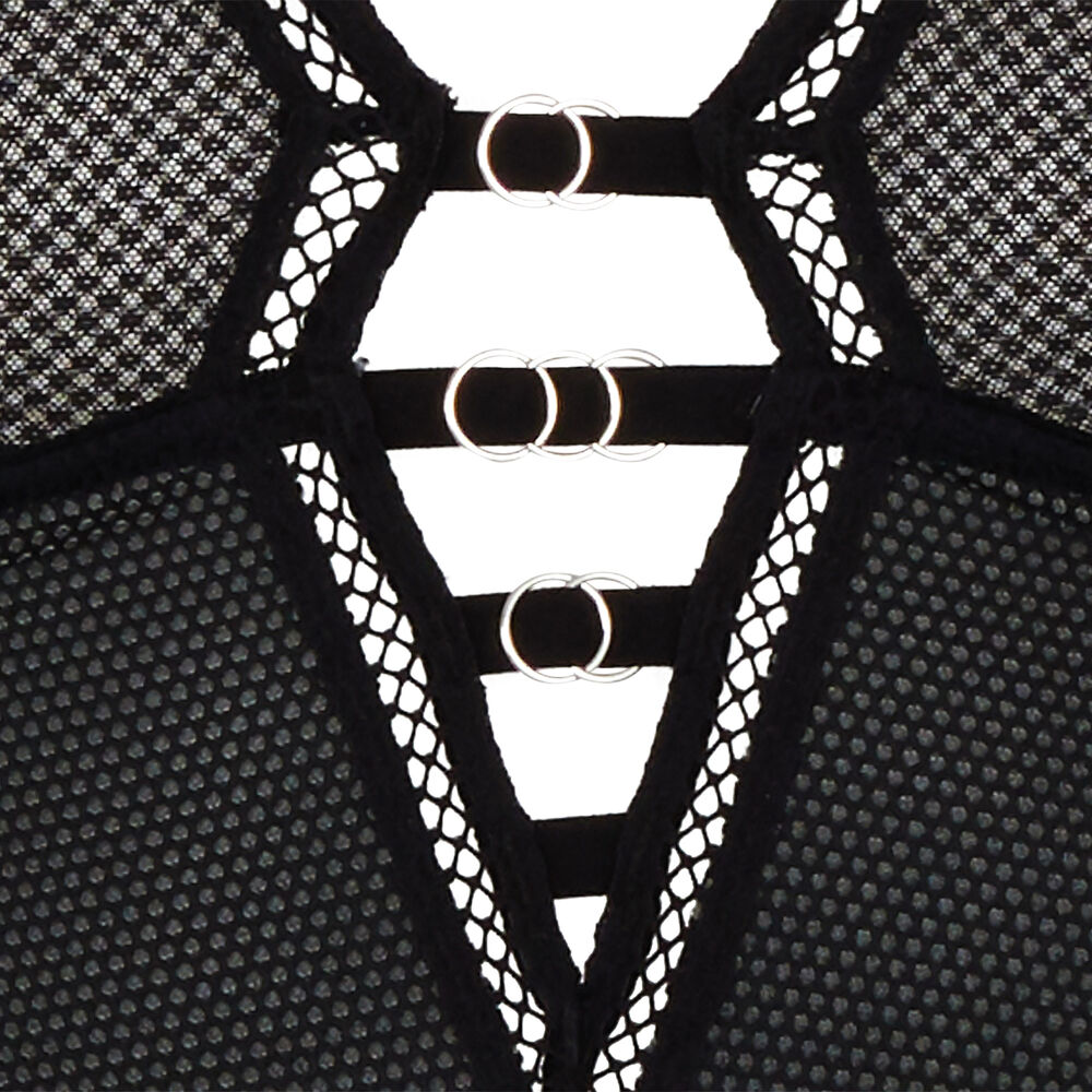 Non-underwired mesh bodysuit - black black.