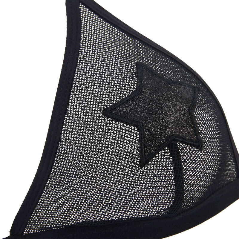 Cabariz star-detail non-wired triangle bra black.