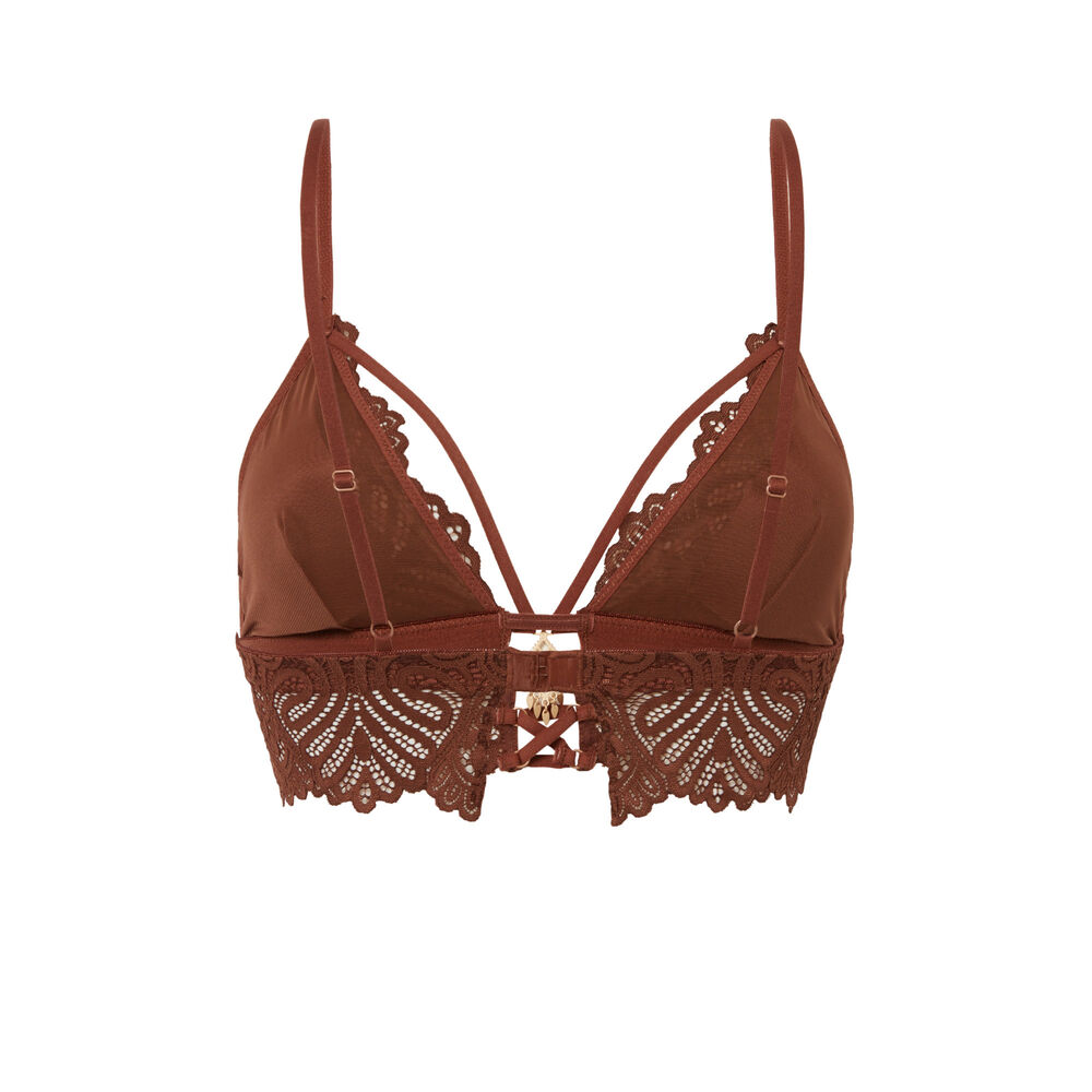 Lace triangle bra - brown brown.