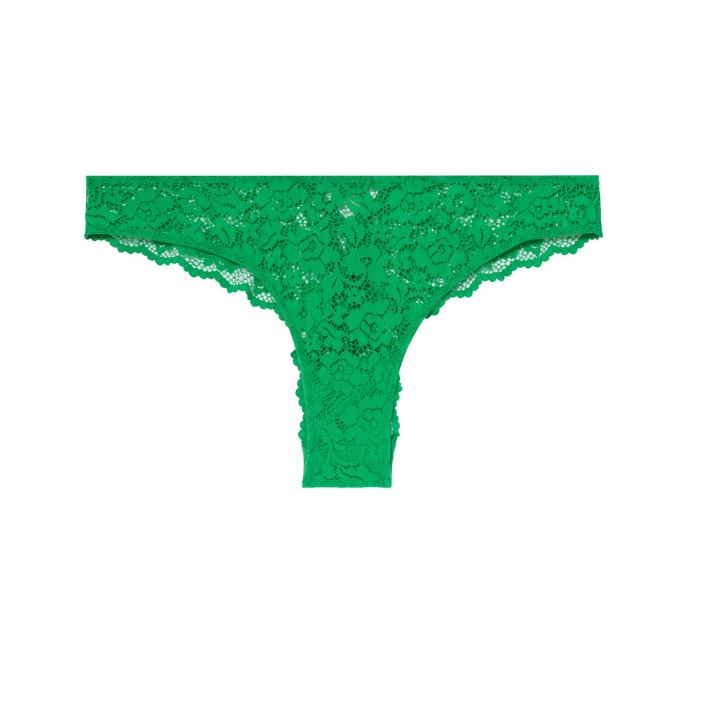 Floral lace tanga briefs - green green.