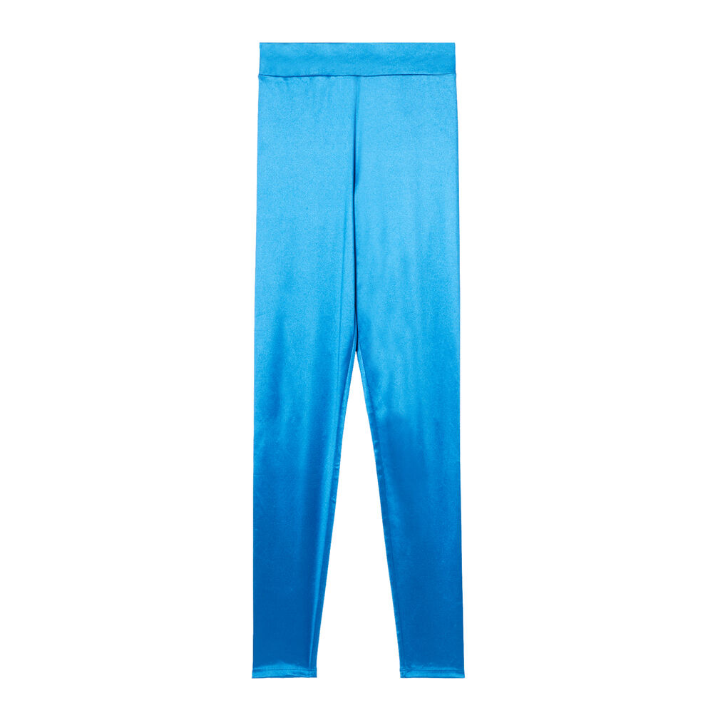 Plain satin leggings - blue blue.