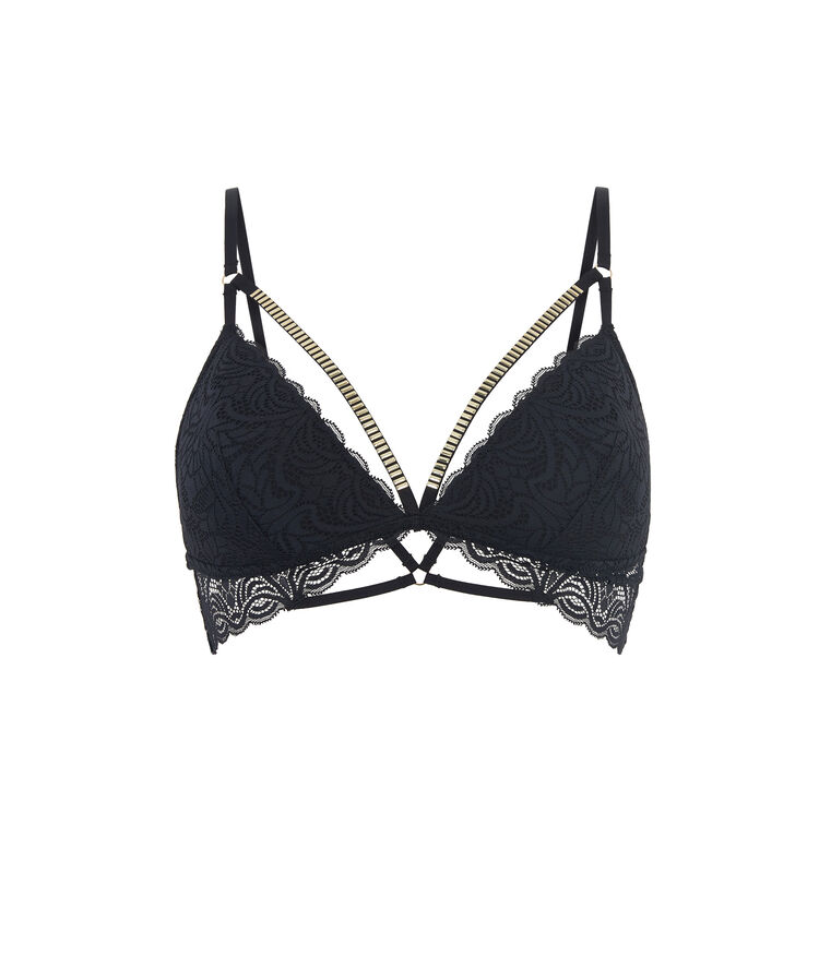 Soutien-gorge triangle coqué en dentelle naraiz noir.