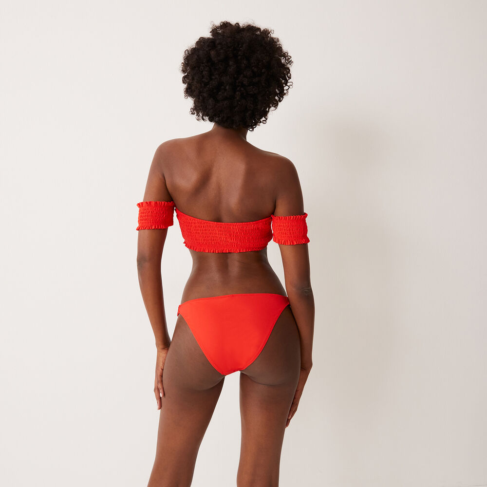 Gathered bralette bikini top with sleeves - red red.