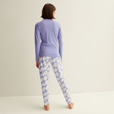 long-sleeve top and trousers set with pikachu print - baby blue;