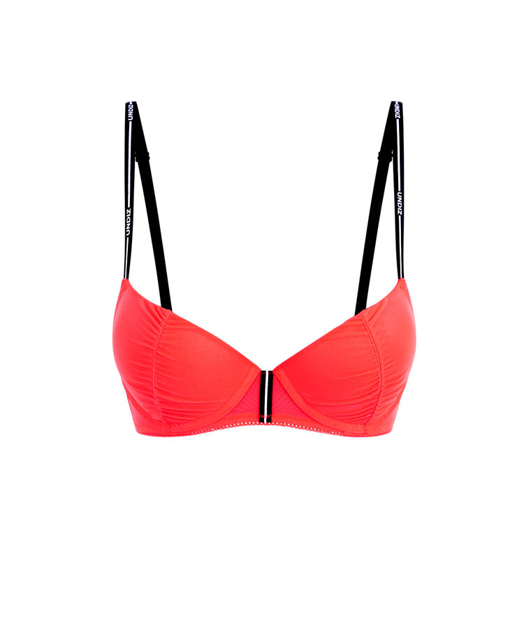 Truegirliz plain tulle push-up bra fluorescent coral.