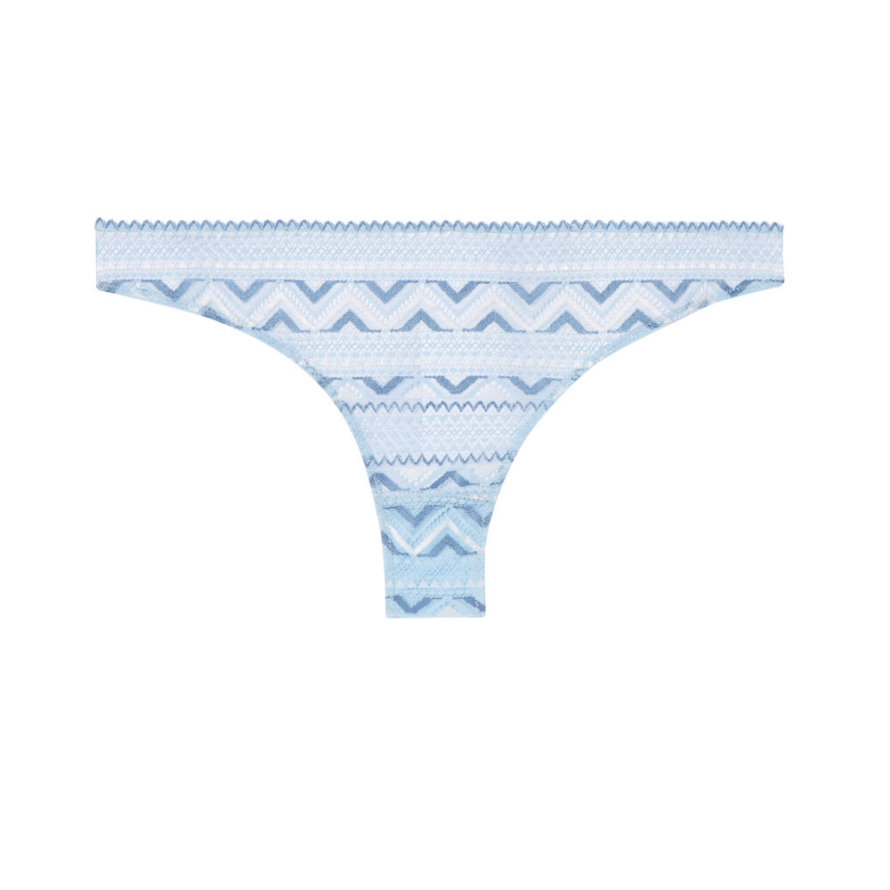 Two-tone lace tanga - blue blue.