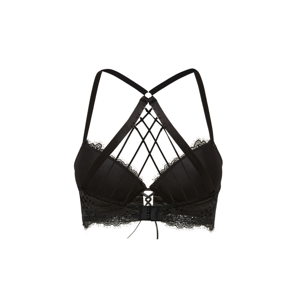 Bustier push-up bra with lace - black black.