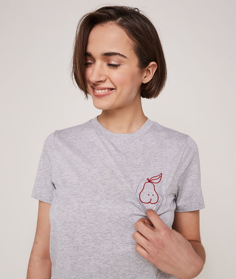 Poirecachiz short-sleeved top with embroidery detail grey.